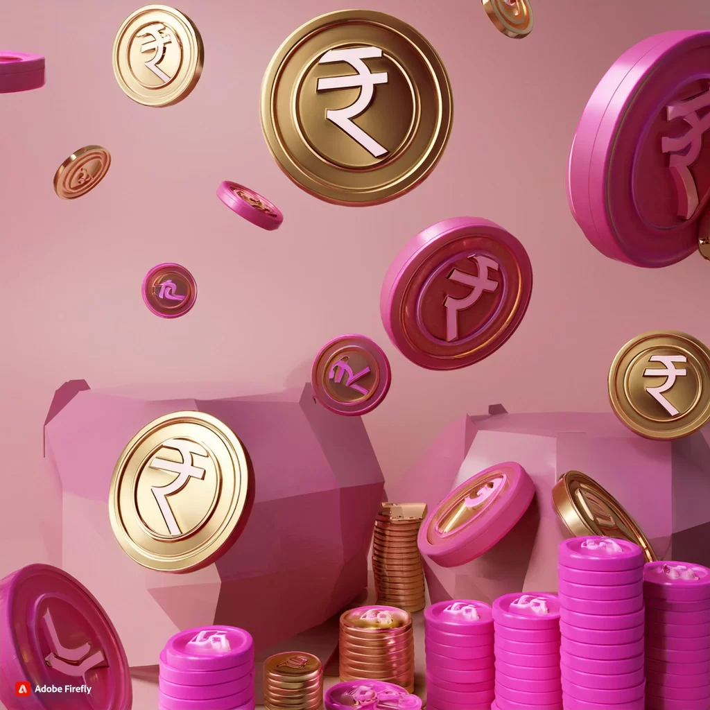 Firefly 3d pink lottery winning chips and use rupee as coins 69902